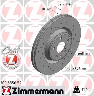 Disque de frein ZIMMERMANN 100.3356.52