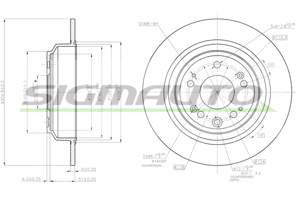 Disque de frein SIGMAUTO DBB778S