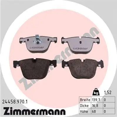 Kit de plaquettes de frein, frein à disque ZIMMERMANN 24458.970.1