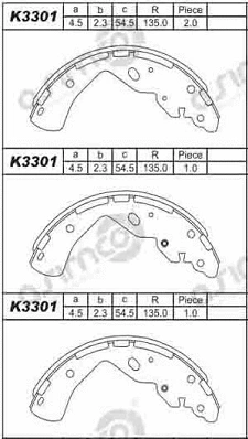Jeu de mâchoires de frein ASIMCO K3301