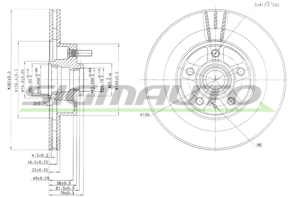 Disque de frein SIGMAUTO DBA177V