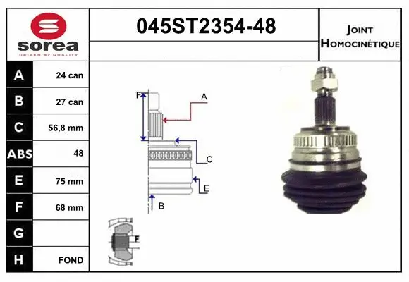 Jeu de joints, arbre de transmission STARTCAR 045ST2354-48