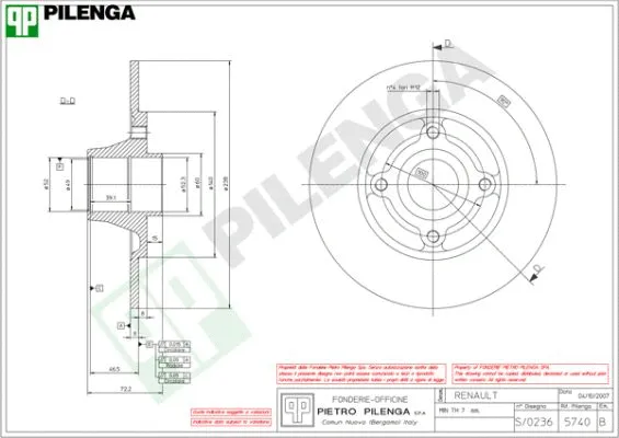 Disque de frein PILENGA 5740