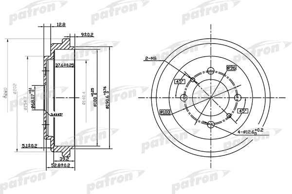 Tambour de frein PATRON PDR1112