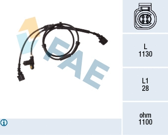 Capteur, vitesse de roue FAE 78172