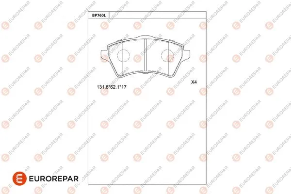 Kit de plaquettes de frein, frein à disque EUROREPAR 1681274780