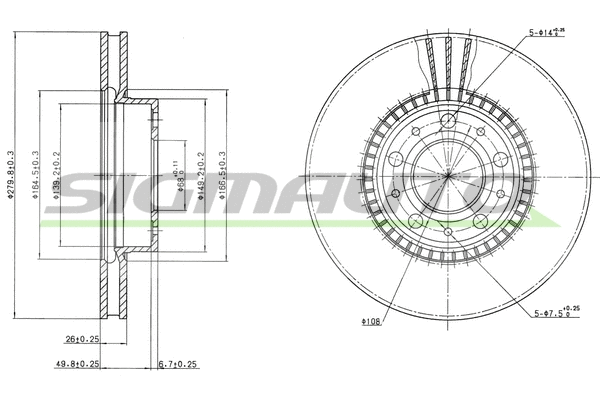 Disque de frein SIGMAUTO DBA255V