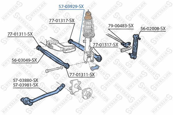 Bras de liaison, suspension de roue STELLOX 57-03929-SX