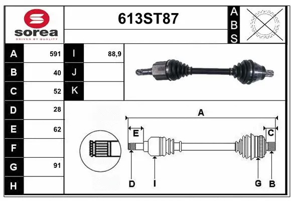Arbre de transmission STARTCAR 613ST87
