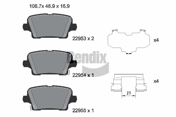 Kit de plaquettes de frein, frein à disque BENDIX Braking BPD2445