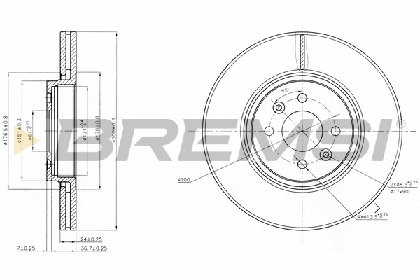 Disque de frein BREMSI CD7513V