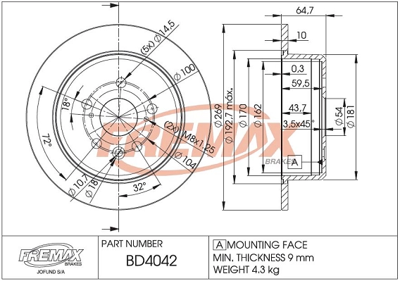 Disque de frein FREMAX BD-4042