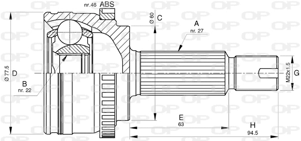 Jeu de joints, arbre de transmission OPEN PARTS CVJ5768.10