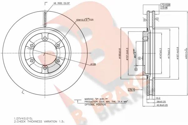 Disque de frein R BRAKE 78RBD20030
