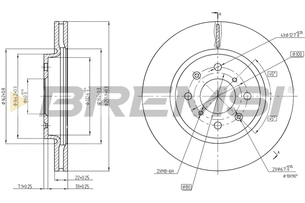 Disque de frein BREMSI CD8070V