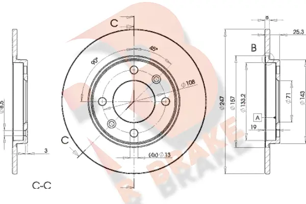 Disque de frein R BRAKE 78RBD24247