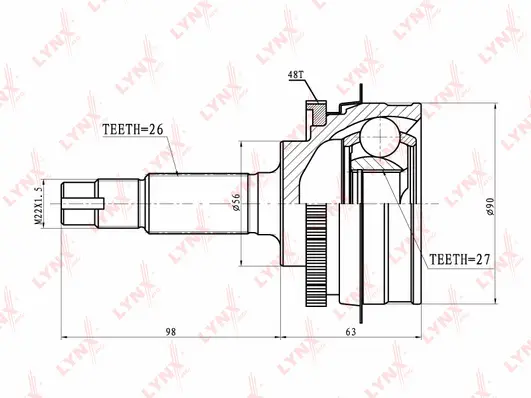 Jeu de joints, arbre de transmission LYNXAUTO CO-7523A