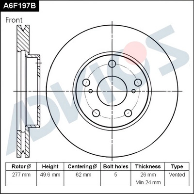 Disque de frein ADVICS A6F197B