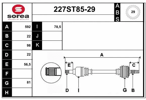 Arbre de transmission STARTCAR 227ST85-29