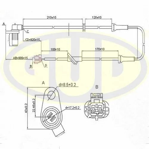 Capteur, vitesse de roue G.U.D. GABS02457