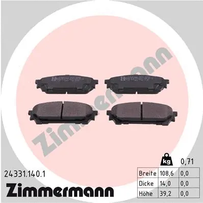 Kit de plaquettes de frein, frein à disque ZIMMERMANN 24331.140.1