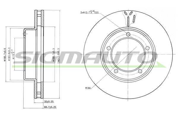 Disque de frein SIGMAUTO DBB211V