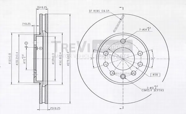 Disque de frein TREVI AUTOMOTIVE BD1123