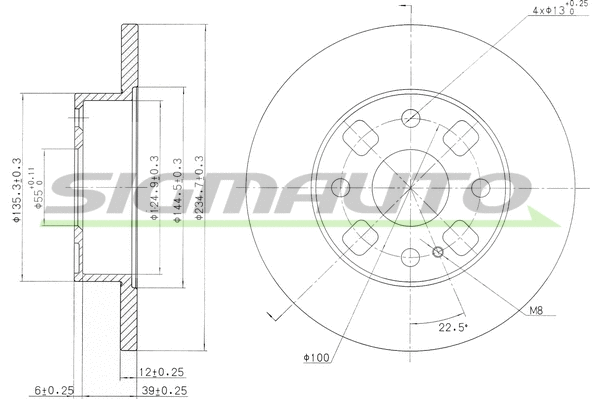 Disque de frein SIGMAUTO DBA564S
