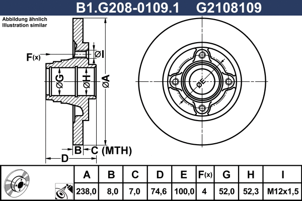 Disque de frein GALFER B1.G208-0109.1