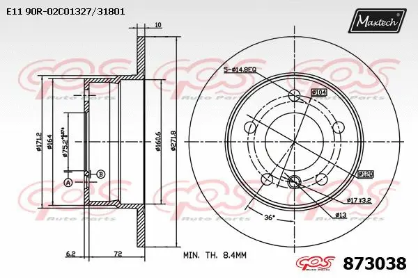 Disque de frein MAXTECH 873038
