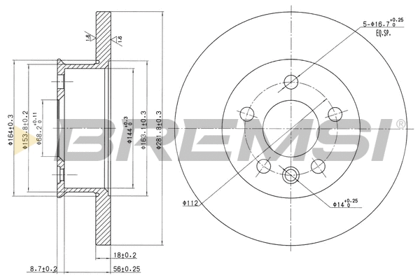 Disque de frein BREMSI CD6562S