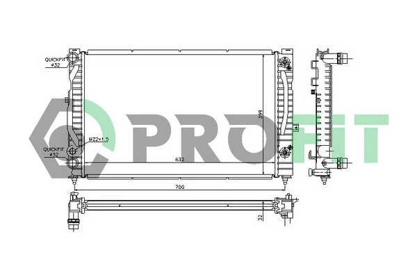 Radiateur, refroidissement du moteur PROFIT PR 0017A1