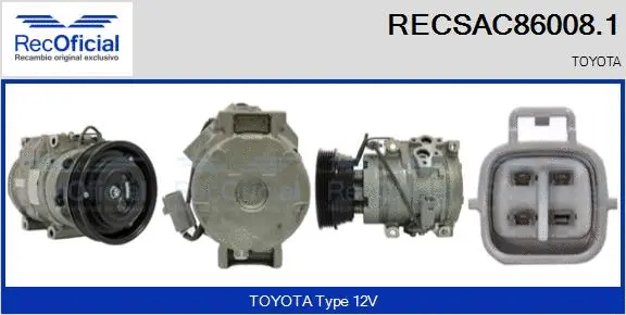 Compresseur, climatisation RECOFICIAL RECSAC86008.1