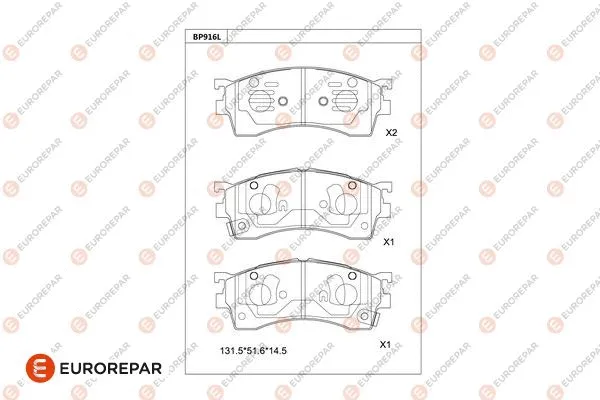 Kit de plaquettes de frein, frein à disque EUROREPAR 1681210580
