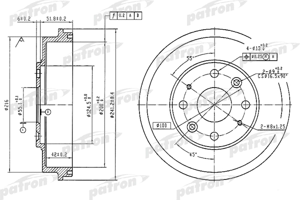 Tambour de frein PATRON PDR1546