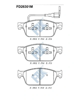Kit de plaquettes de frein, frein à disque FBK FD26301M