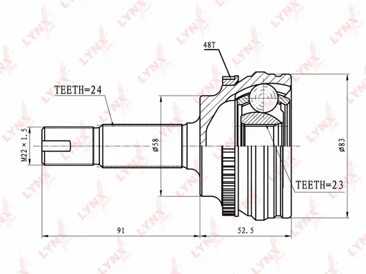 Jeu de joints, arbre de transmission LYNXAUTO CO-7500A