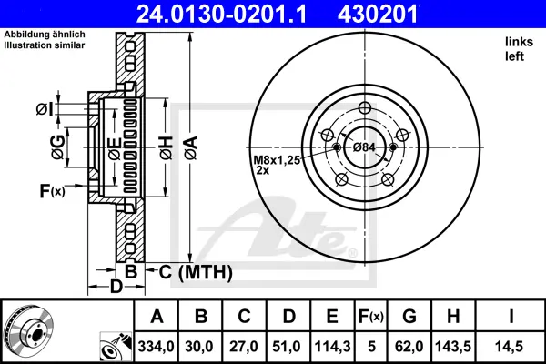 Disque de frein ATE-APAC 24.0130-0201.1