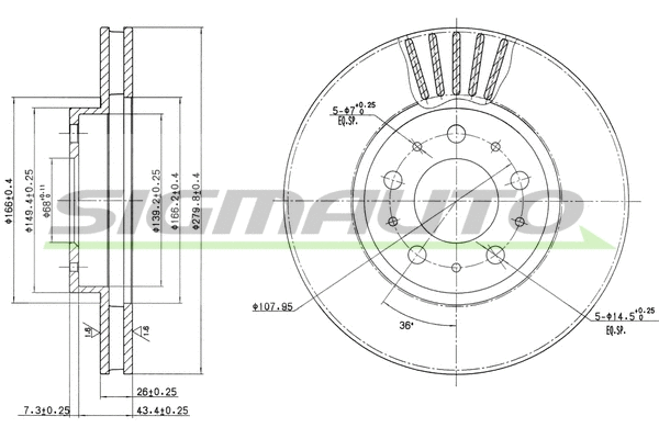 Disque de frein SIGMAUTO DBA605V