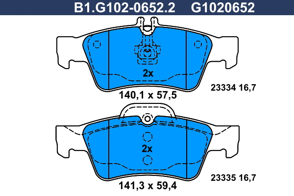 Kit de plaquettes de frein, frein à disque GALFER B1.G102-0652.2