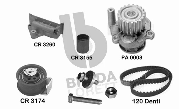 Pompe à eau + kit de courroie crantée BREDA LORETT KPA0618B