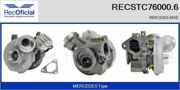 Turbocompresseur, suralimentation RECOFICIAL RECSTC76000.6