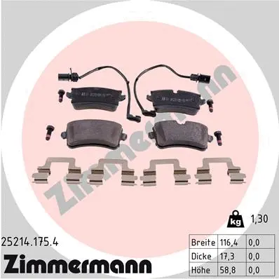 Kit de plaquettes de frein, frein à disque ZIMMERMANN 25214.175.4