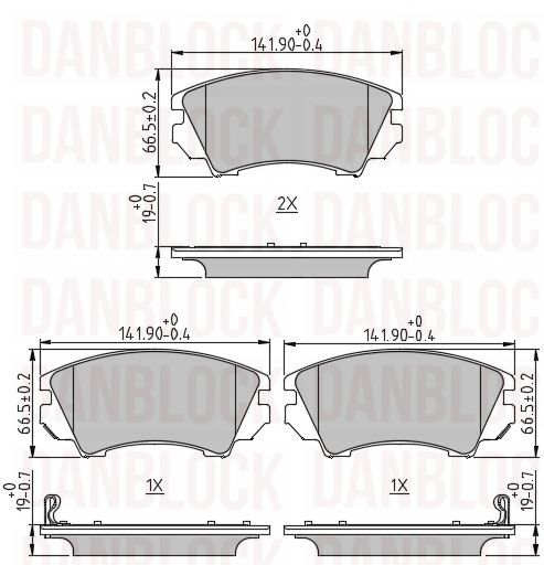 Kit de plaquettes de frein, frein à disque DANBLOCK DB 510704