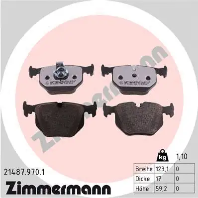 Kit de plaquettes de frein, frein à disque ZIMMERMANN 21487.970.1