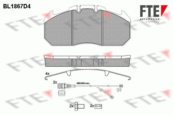 Kit de plaquettes de frein, frein à disque FTE 9500055