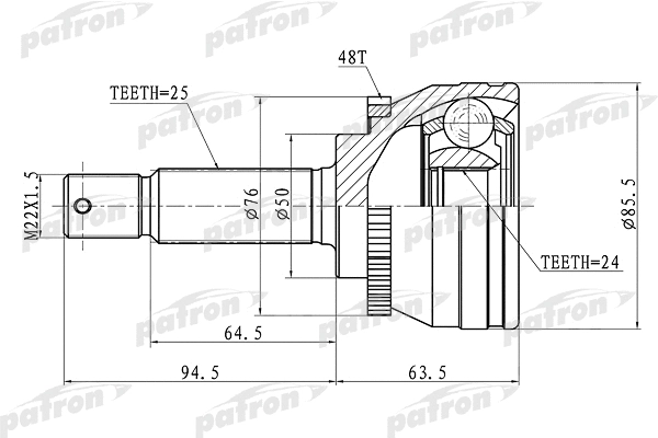 Jeu de joints, arbre de transmission PATRON PCV1611