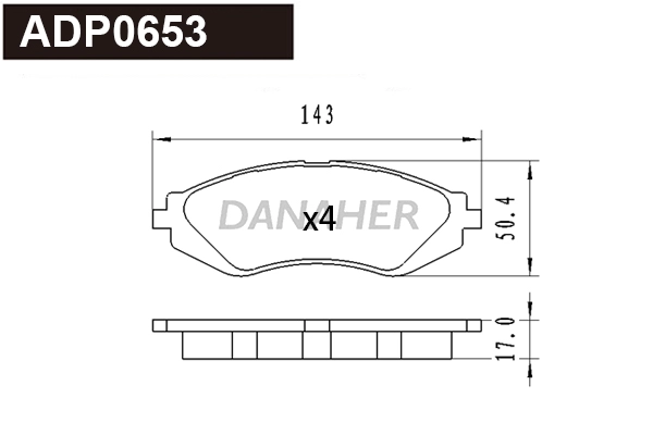 Kit de plaquettes de frein, frein à disque DANAHER ADP0653