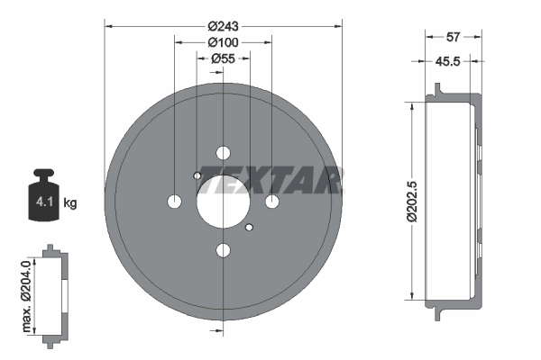 Tambour de frein TEXTAR 94045200