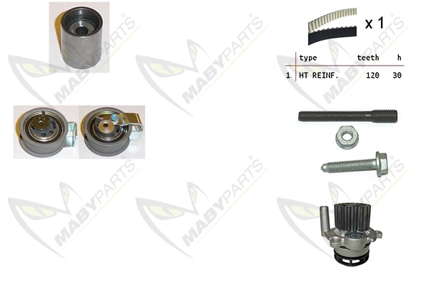 Pompe à eau + kit de courroie crantée MABYPARTS OBKWP0084